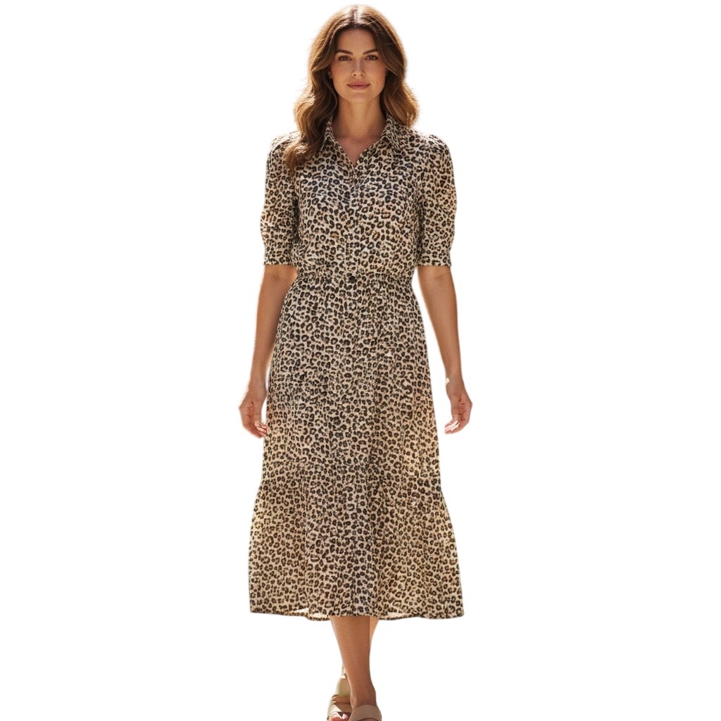Charles Henry Leopard Print Button Front Dress Size Xl